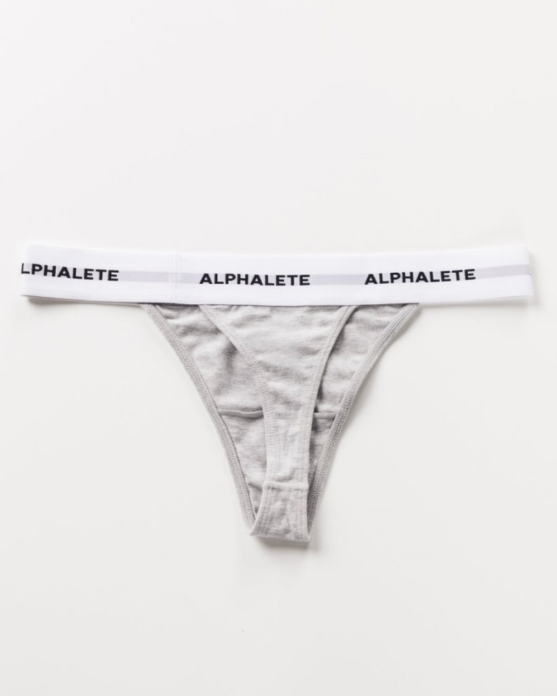 Women's Alphalete Acute Thong Underwear Heather Grey | 1394-LKXRB