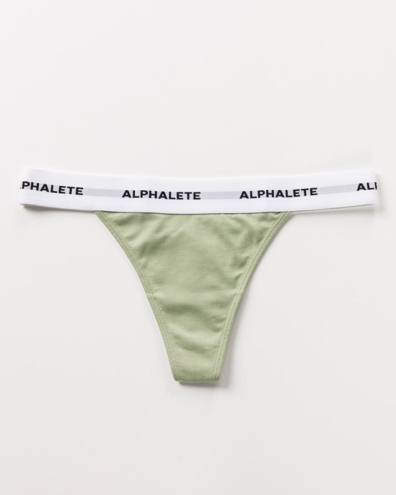 Women's Alphalete Acute Thong Underwear Sage | 8503-NUSMF