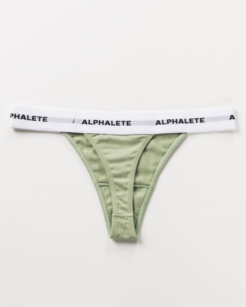 Women's Alphalete Acute Thong Underwear Sage | 8503-NUSMF