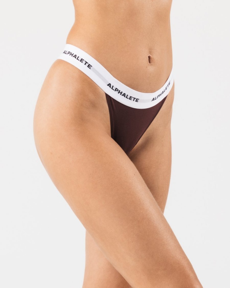 Women's Alphalete Acute Thong Underwear Sangria | 0176-WQSPC