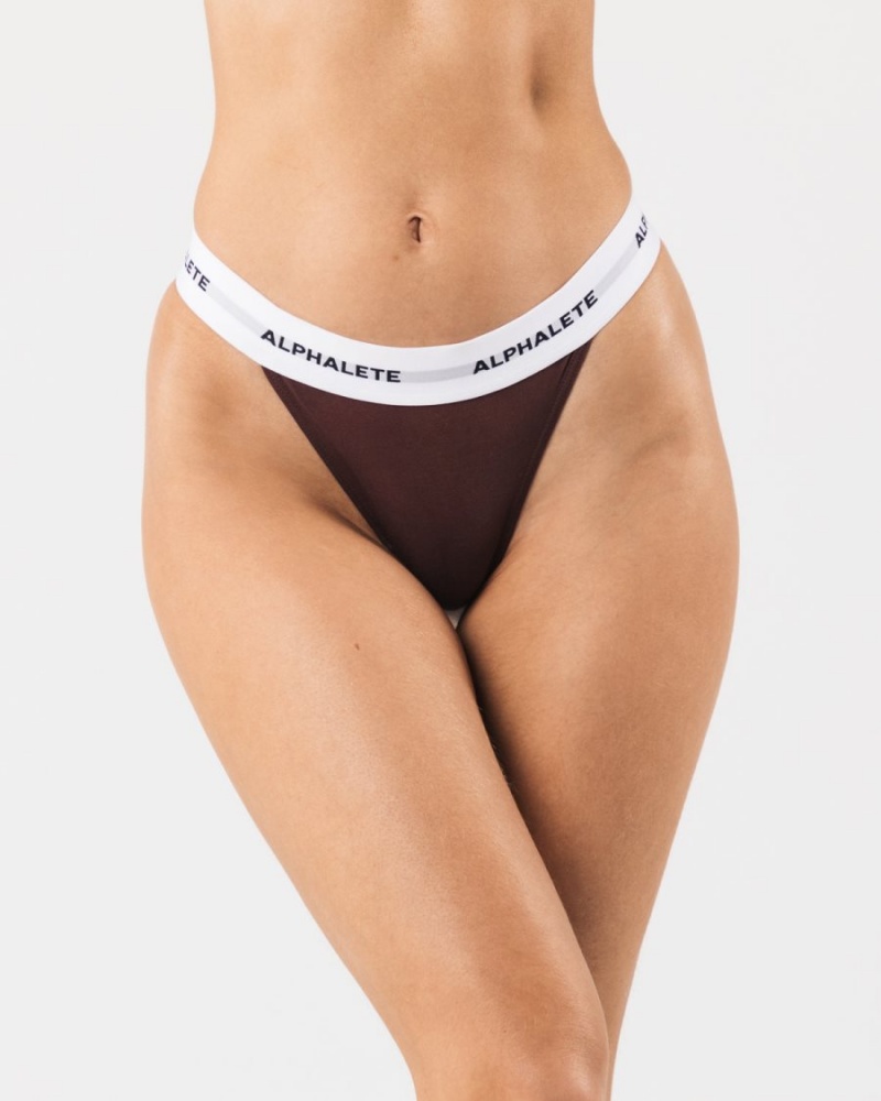 Women\'s Alphalete Acute Thong Underwear Sangria | 0176-WQSPC