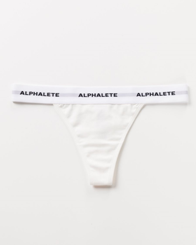 Women's Alphalete Acute Thong Underwear White | 5174-SFEOR