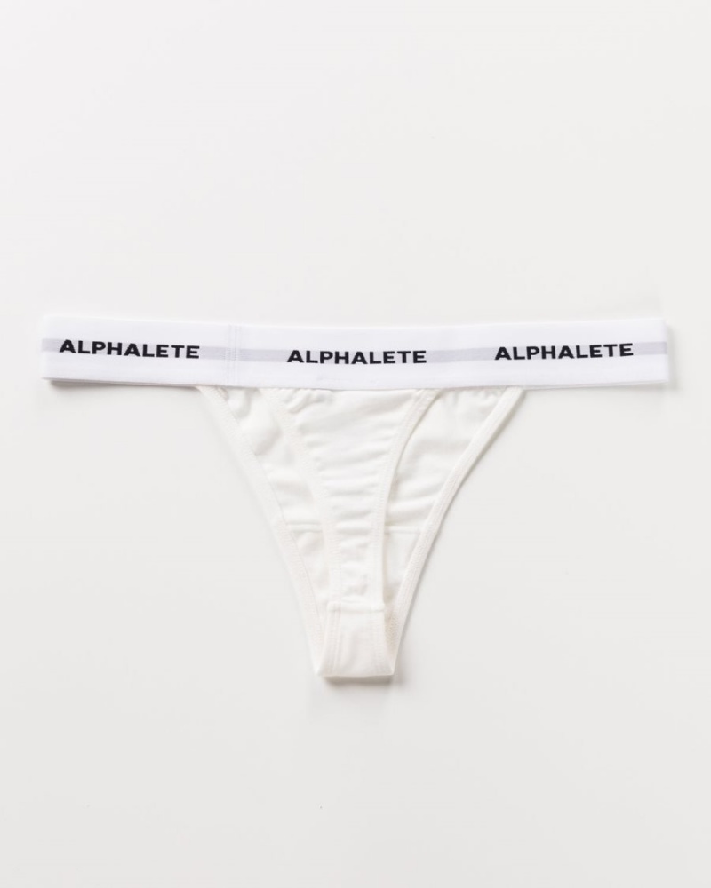 Women's Alphalete Acute Thong Underwear White | 5174-SFEOR