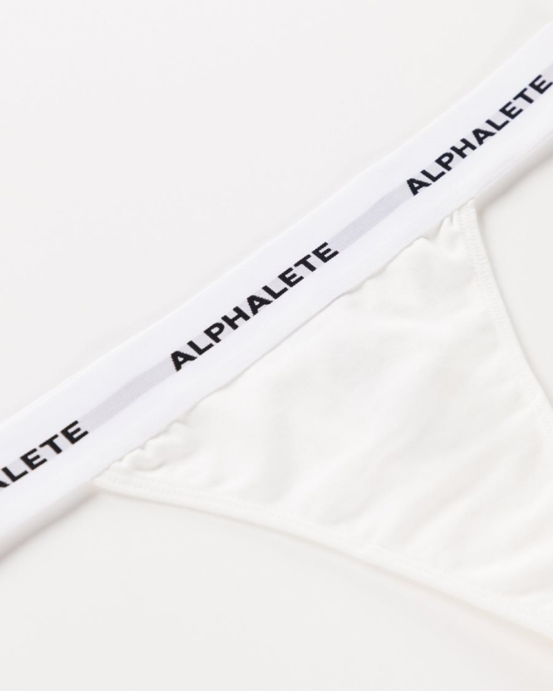 Women's Alphalete Acute Thong Underwear White | 5174-SFEOR