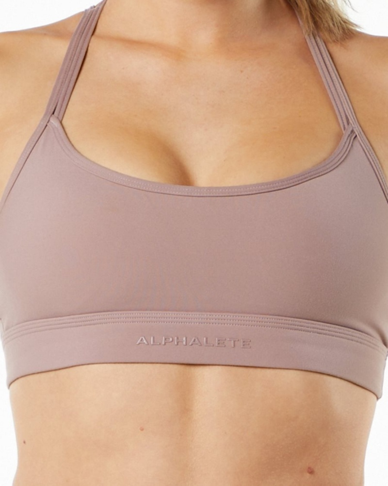 Women's Alphalete Alphalux Tri Bra Sports Bra Passive Purple | 8175-SCKGY