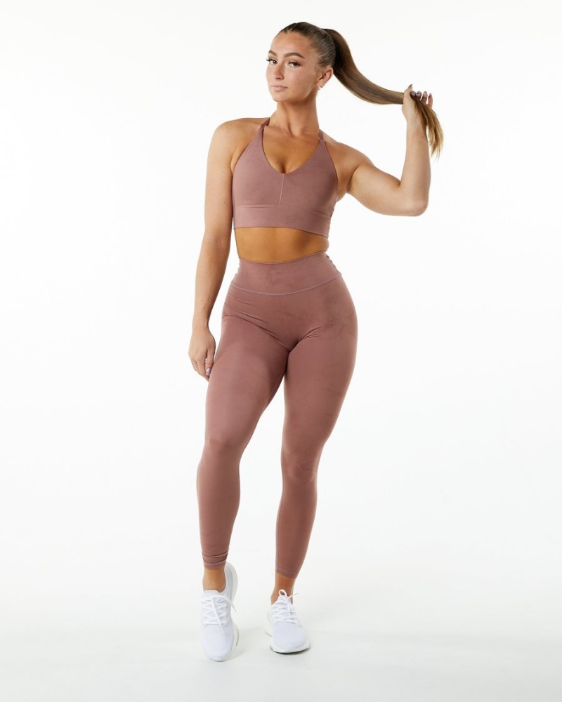 Women's Alphalete Alphalux Wonder Bra Sports Bra Dusty Rose | 1745-ZSFDW