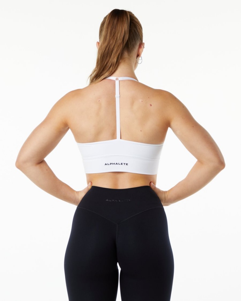 Women's Alphalete Alphalux Wonder Bra Sports Bra White | 5460-LUNFH