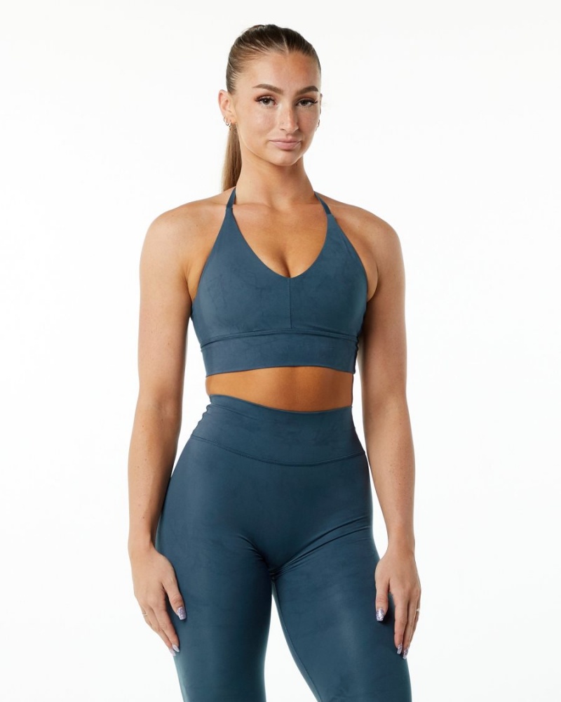 Women\'s Alphalete Alphalux Wonder Bra Sports Bra Whale Blue | 7631-XGEUR