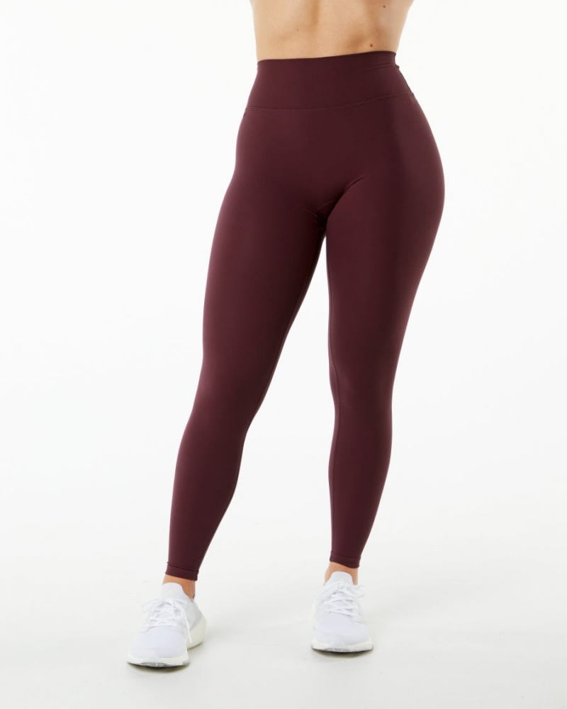 Women's Alphalete Alphalux Wonder Legging 27" Leggings Black Cherry | 5087-BGDAU