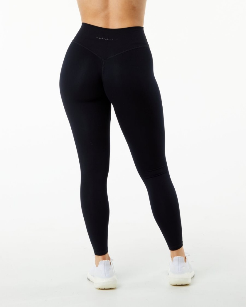 Women's Alphalete Alphalux Wonder Legging 27" Leggings Black | 2871-FSMNC