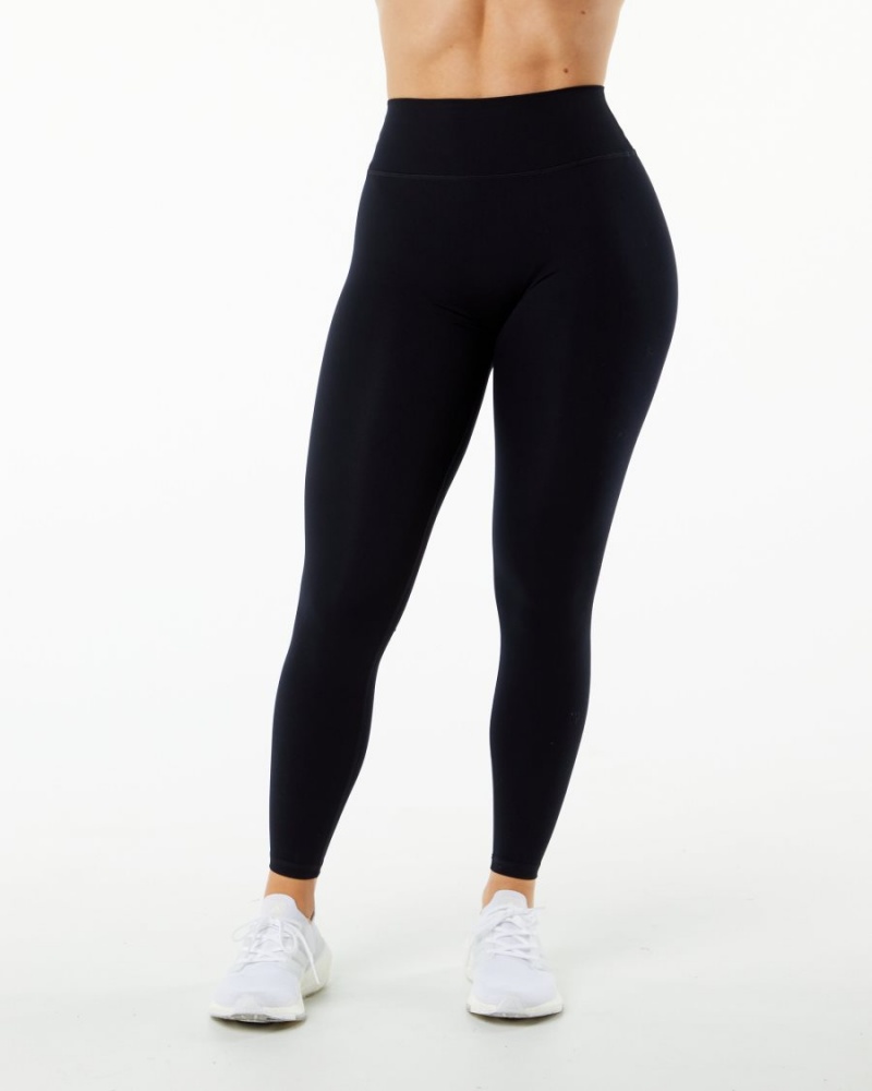 Women's Alphalete Alphalux Wonder Legging 27" Leggings Black | 2871-FSMNC