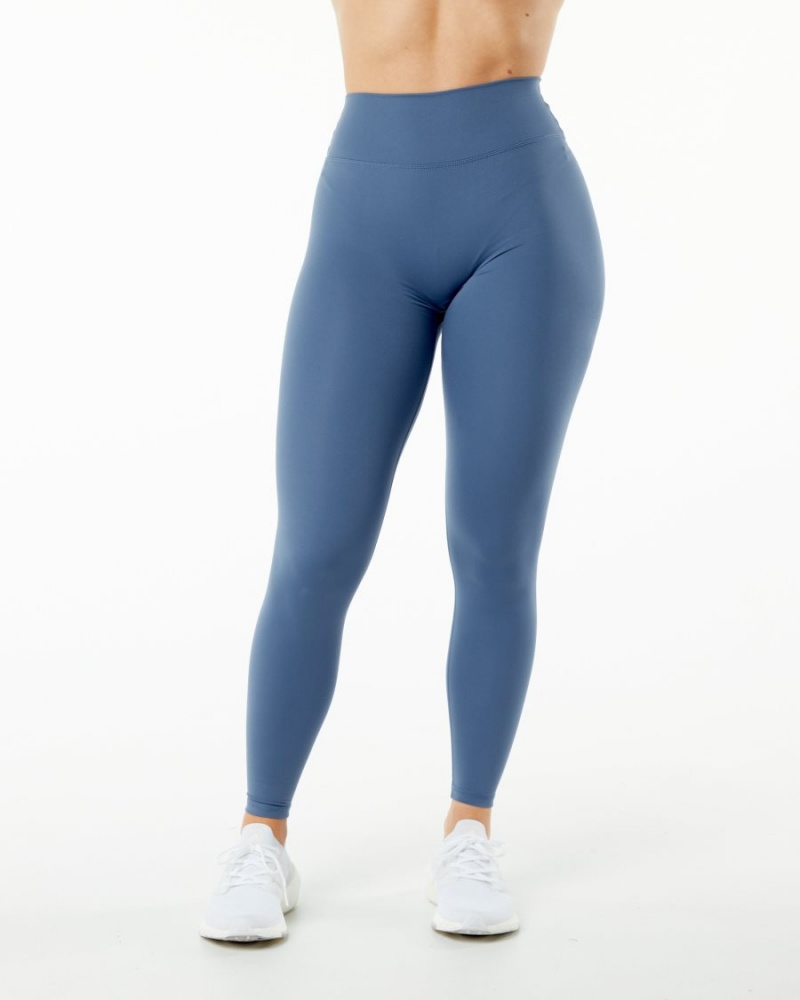 Women's Alphalete Alphalux Wonder Legging 27" Leggings Tuxedo Blue | 3796-TJBUE