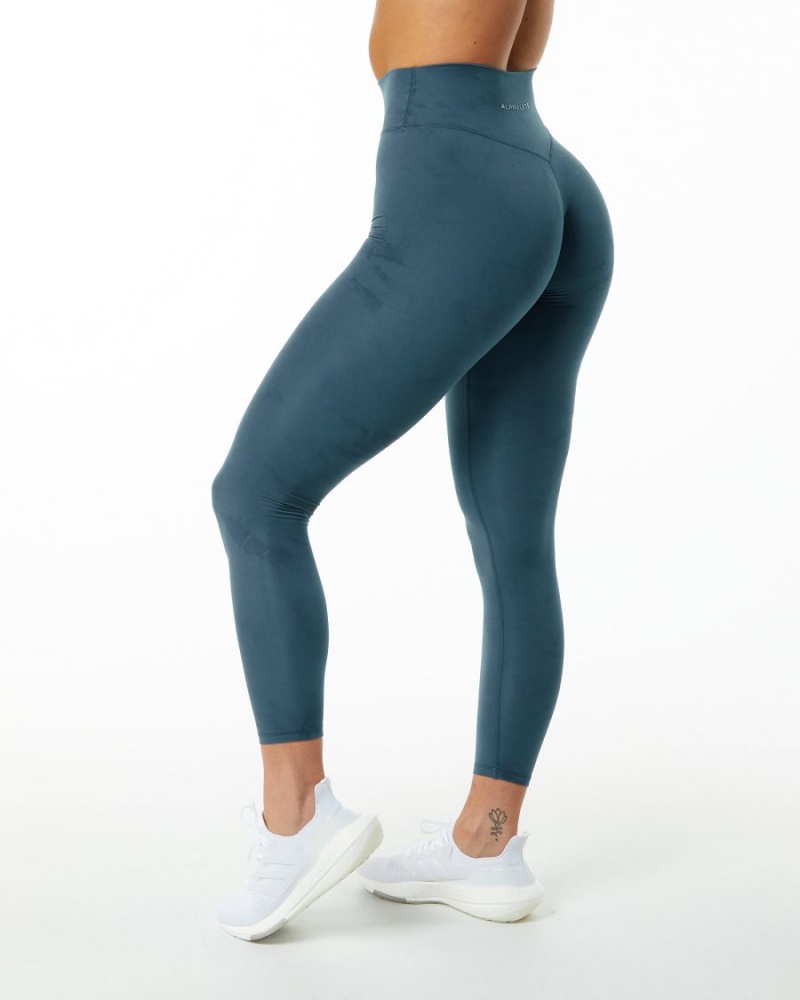 Women's Alphalete Alphalux Wonder Legging 27" Leggings Whale Blue | 4239-GKBDZ