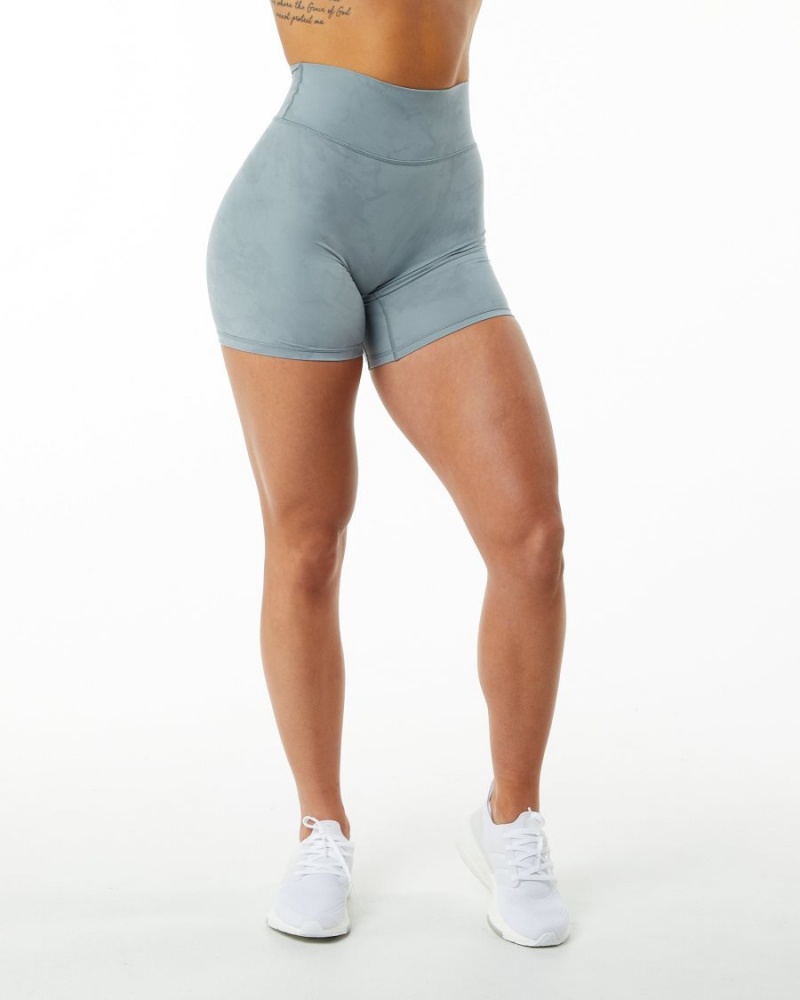 Women's Alphalete Alphalux Wonder Short 6" Shorts Washed Denim | 2597-LOGRQ