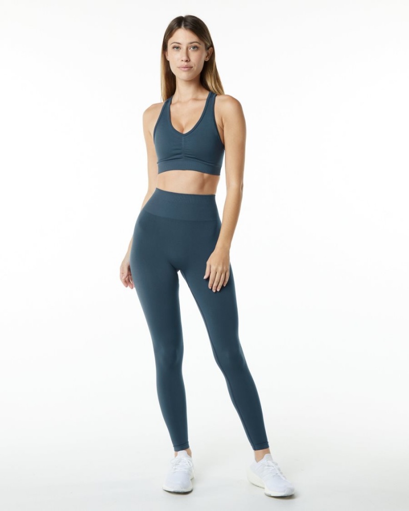 Women's Alphalete Amplify Bra Sports Bra Whale Blue | 7923-NEMKV