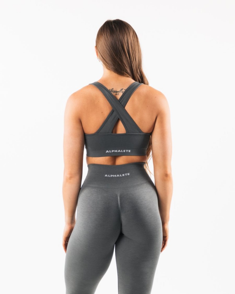 Women's Alphalete Amplify Bra Sports Bra Smoke | 7430-YRQLV