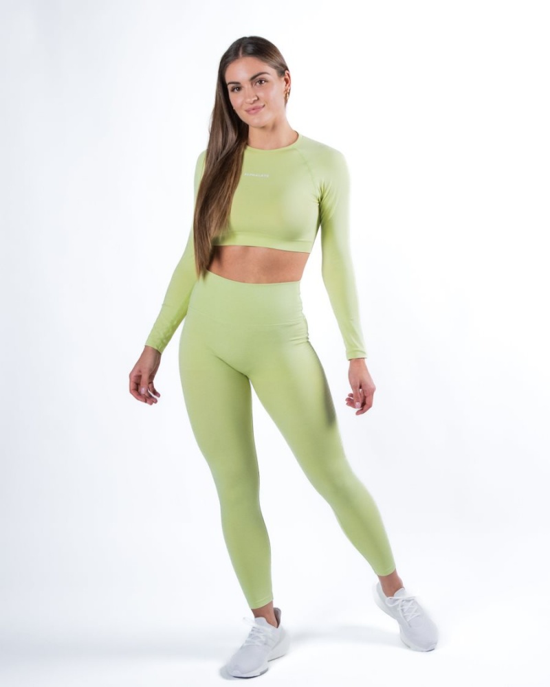 Women's Alphalete Amplify LS Crop Long Sleeve Frozen Spring | 6983-WKSXY