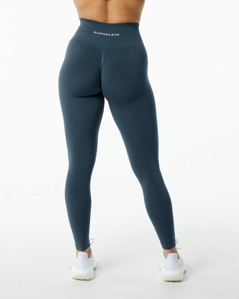 Women's Alphalete Amplify Legging Leggings Whale Blue | 6304-HLZUN