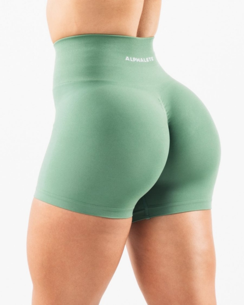 Women\'s Alphalete Amplify Short 4.5" Shorts Jade | 9287-YLKNR