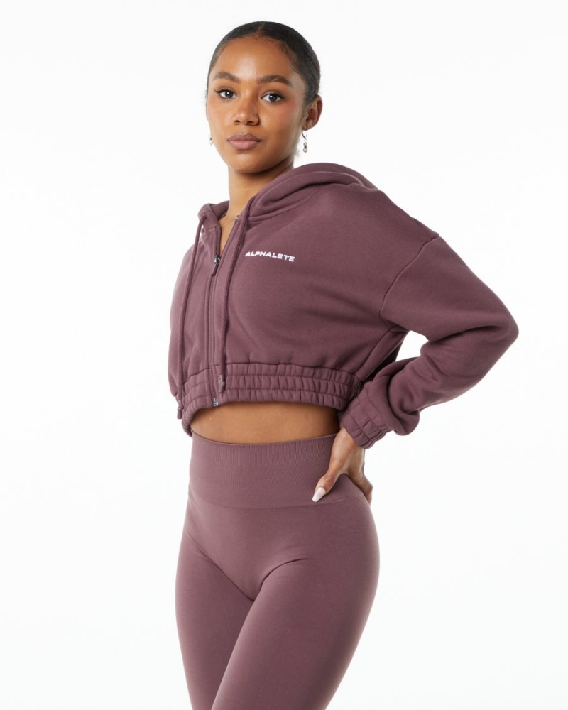 Women's Alphalete Classic Capital Full-Zip Crop Jacket Jackets Autumn | 6908-WGCSN