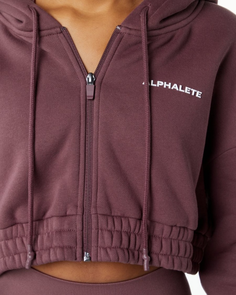 Women's Alphalete Classic Capital Full-Zip Crop Jacket Jackets Autumn | 6908-WGCSN