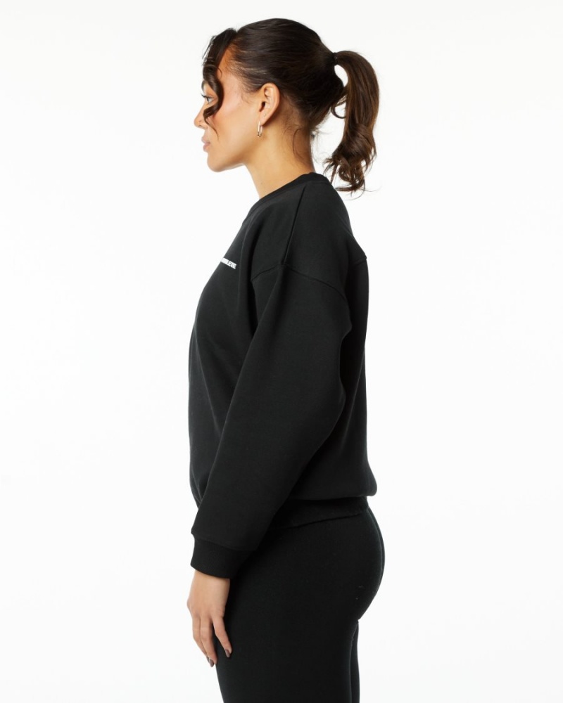 Women's Alphalete Classic Crew Jackets Black | 8532-EWNVB