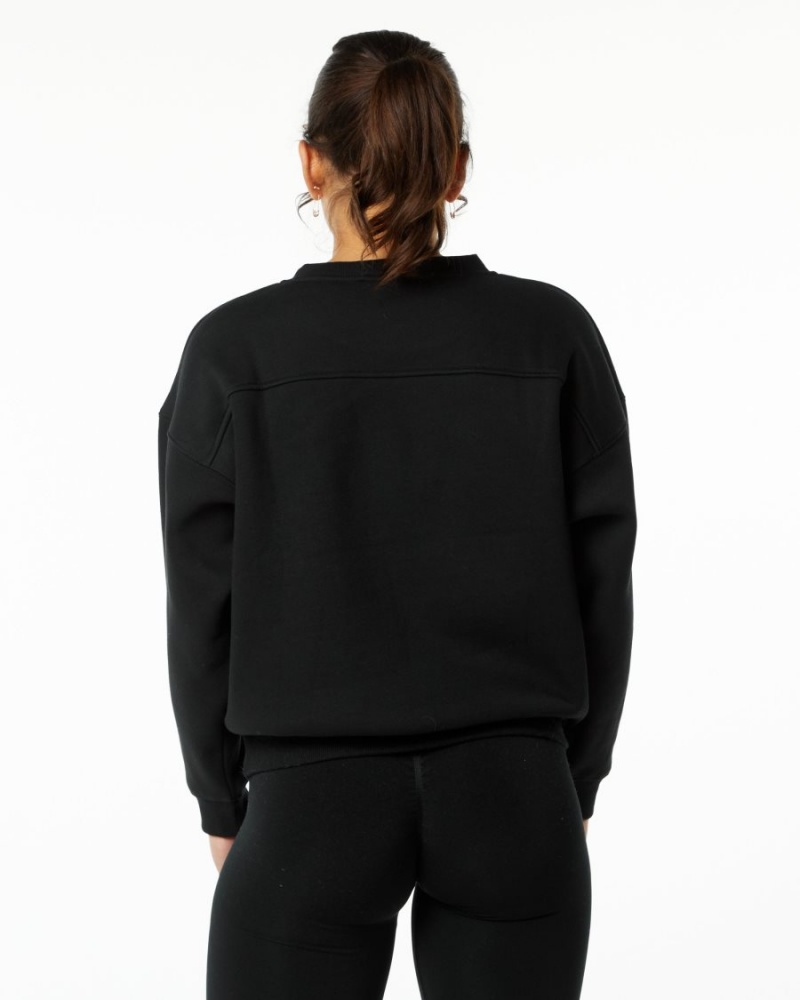 Women's Alphalete Classic Crew Jackets Black | 8532-EWNVB