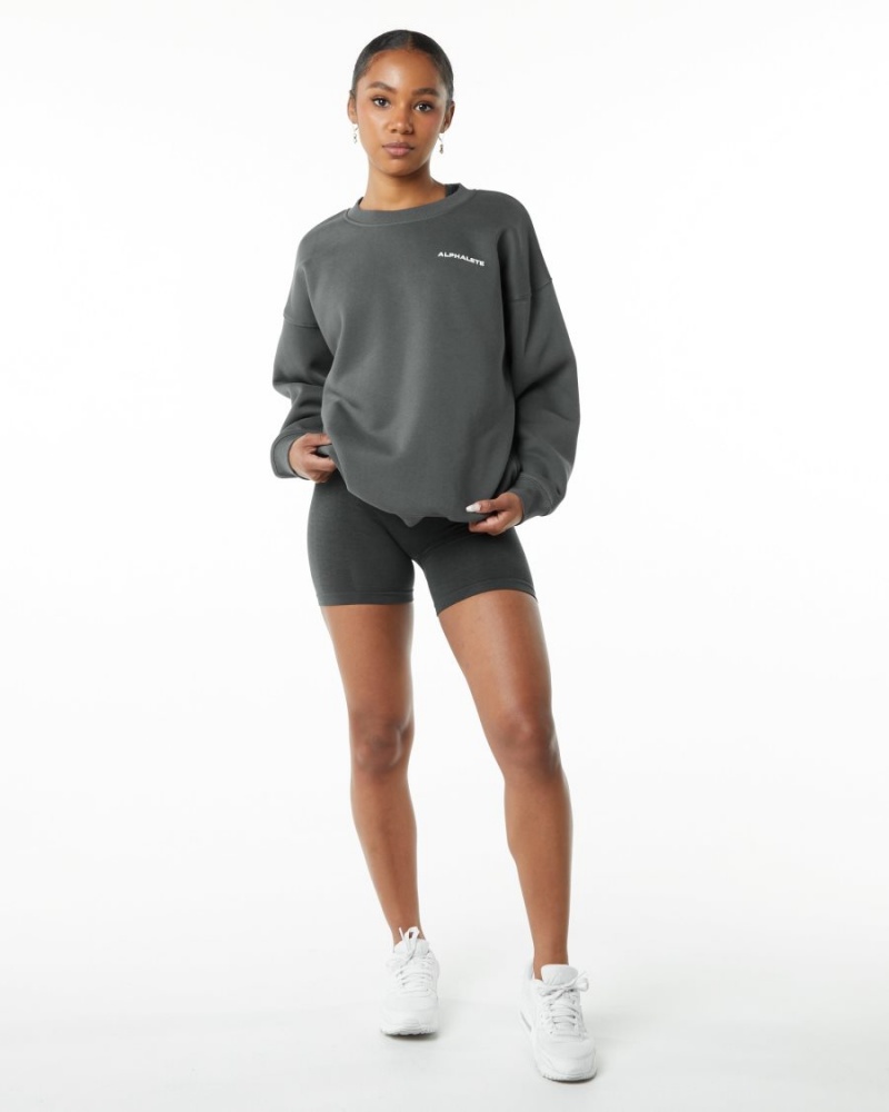 Women's Alphalete Classic Crew Jackets Smoke | 1045-RJFUG