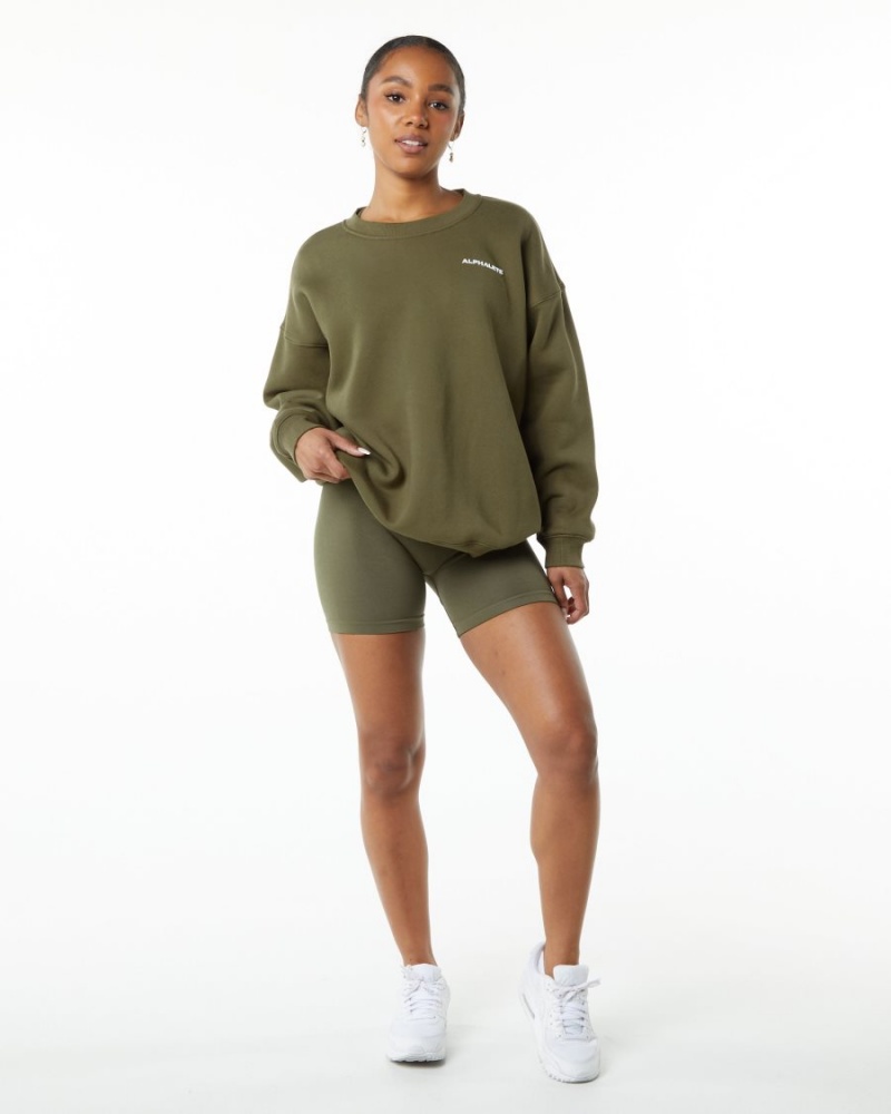 Women's Alphalete Classic Crew Jackets Willow | 3785-OZTXS