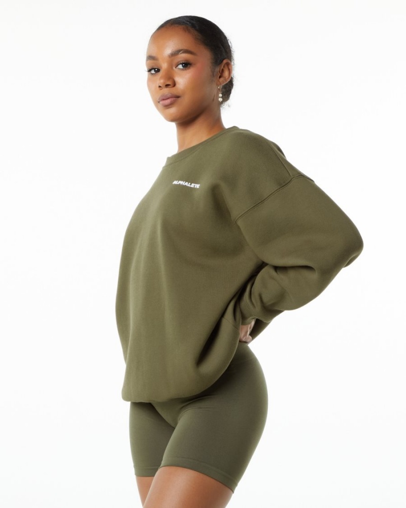 Women's Alphalete Classic Crew Long Sleeve Willow | 7385-VMALK