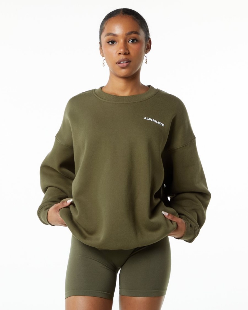 Women\'s Alphalete Classic Crew Long Sleeve Willow | 7385-VMALK