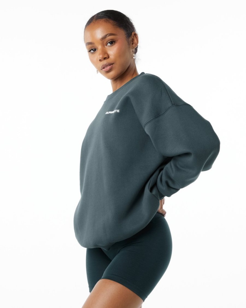 Women's Alphalete Classic Crew Long Sleeve Ocean | 3168-LRJPB