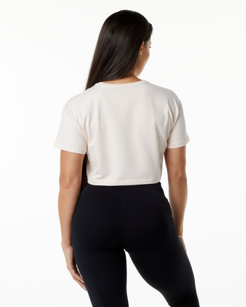 Women's Alphalete Dynasty Crop Shirts Blush | 2065-VYOAB