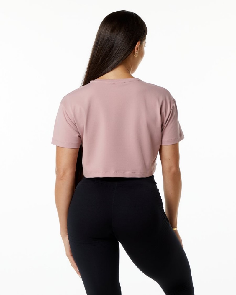 Women's Alphalete Dynasty Crop Shirts Mauve | 6138-OCABN