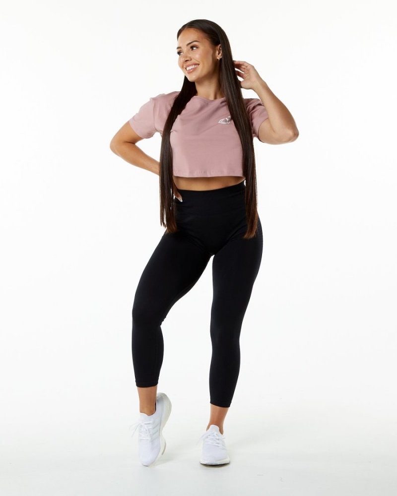 Women's Alphalete Dynasty Crop Shirts Mauve | 6138-OCABN