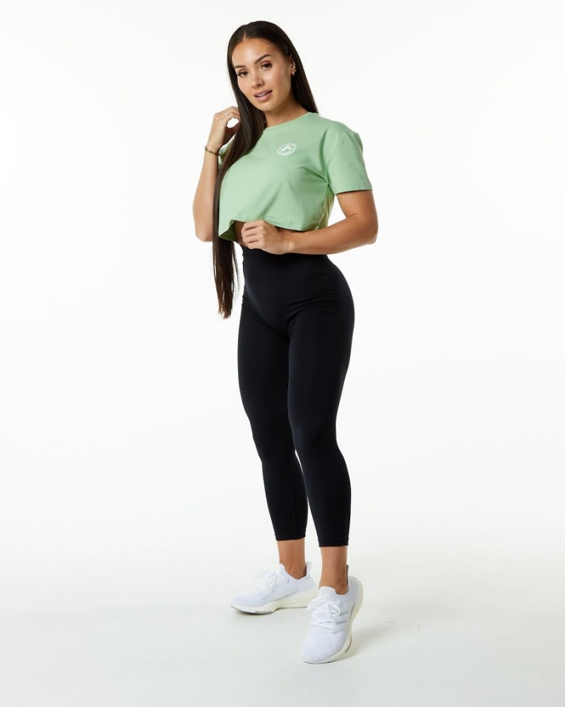 Women's Alphalete Dynasty Crop Shirts Pistachio | 6784-LJECW