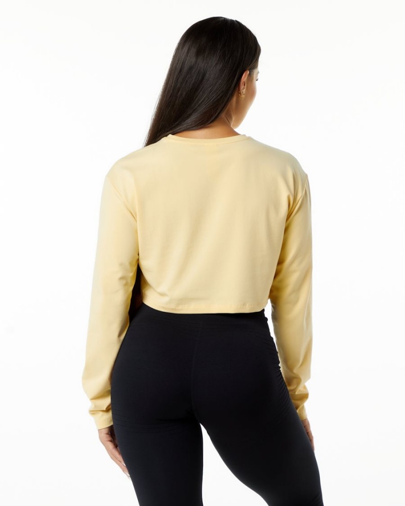 Women's Alphalete Dynasty LS Crop Long Sleeve Daffodil | 0359-CXNKH