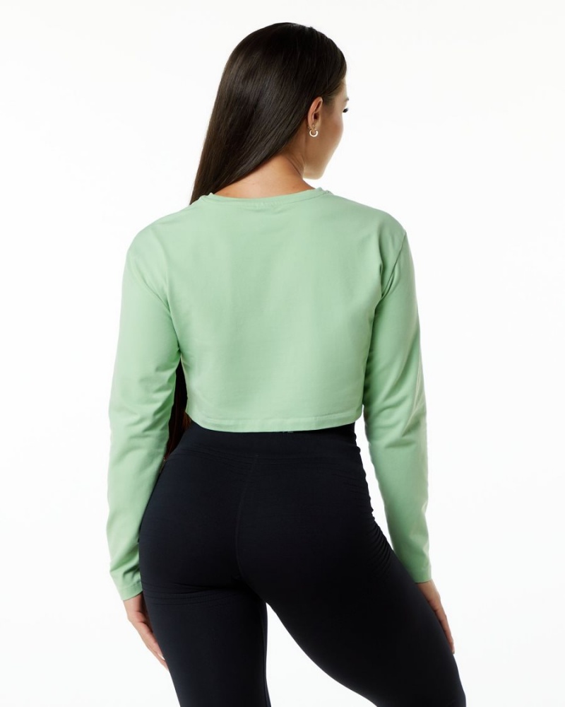 Women's Alphalete Dynasty LS Crop Long Sleeve Pistachio | 9764-FLXWO