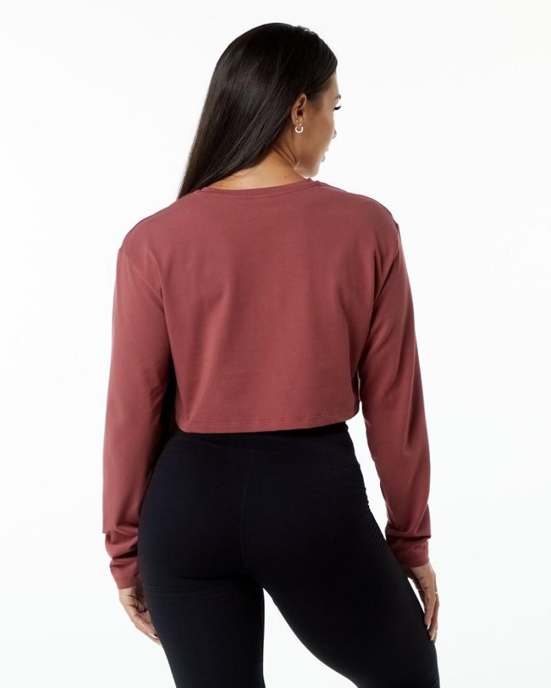 Women's Alphalete Dynasty LS Crop Long Sleeve Gingerbread | 3286-DGXJM