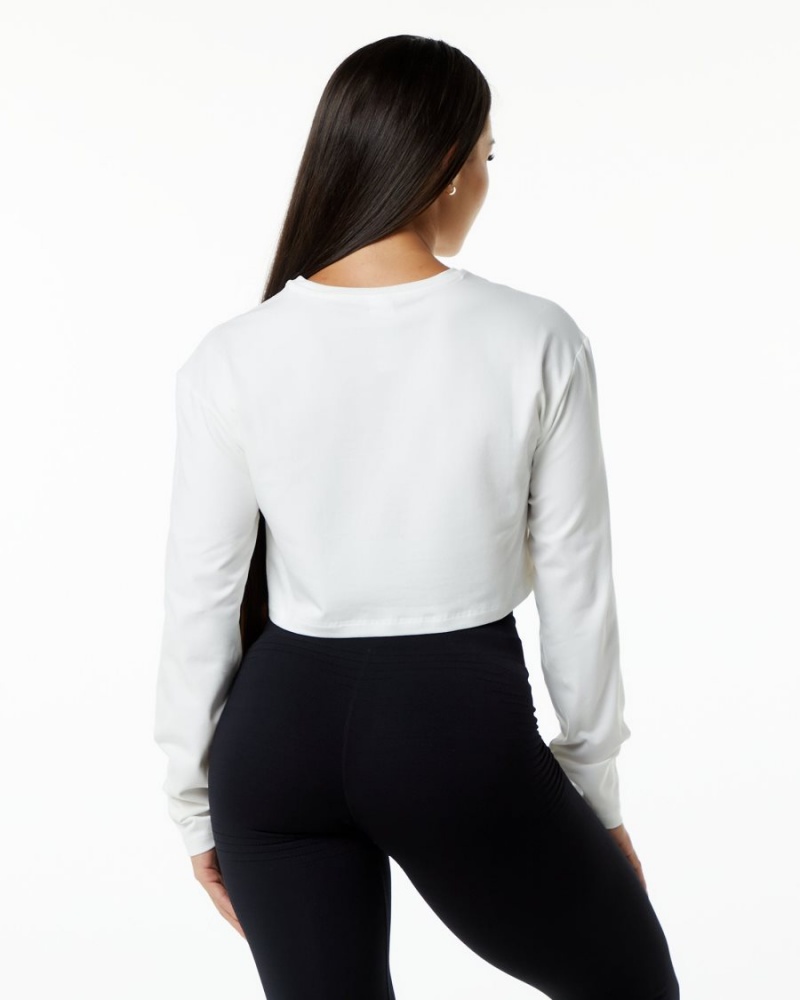 Women's Alphalete Dynasty LS Crop Long Sleeve White | 6324-YINDS