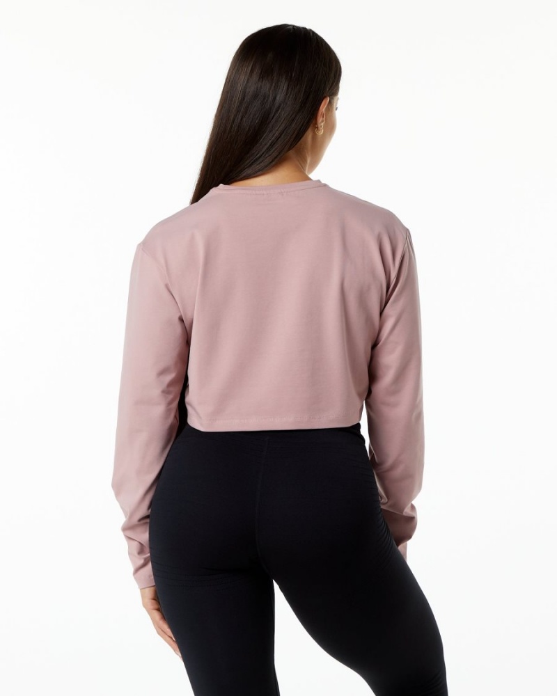 Women's Alphalete Dynasty LS Crop Long Sleeve Mauve | 1230-SQPCK