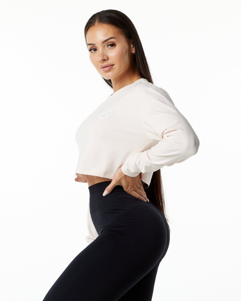 Women's Alphalete Dynasty LS Crop Long Sleeve Blush | 1726-YVTMW