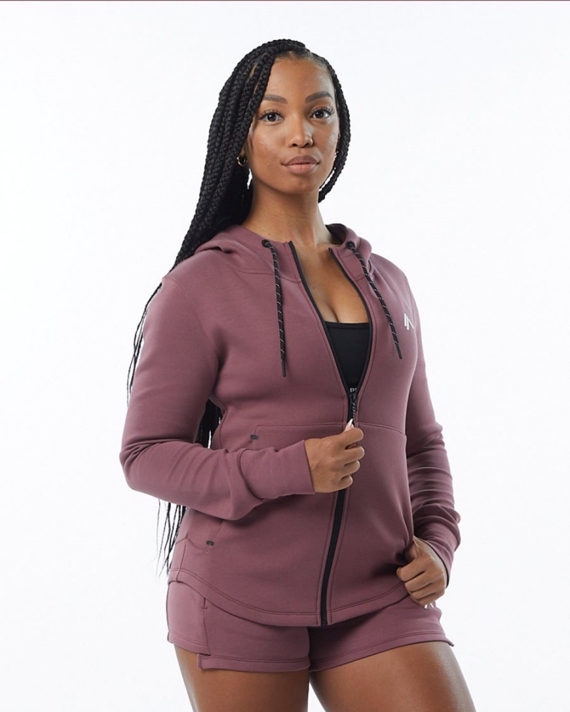 Women\'s Alphalete ELMTS Athletic Jacket Jackets Mauve | 2560-TYLSJ