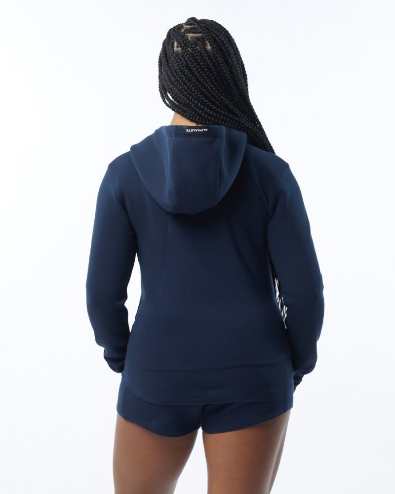 Women's Alphalete ELMTS Athletic Jacket Jackets Navy | 9086-WALUK