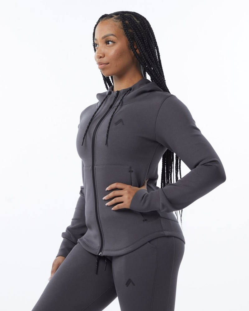 Women's Alphalete ELMTS Athletic Jacket Jackets Charcoal | 6897-XWSRC