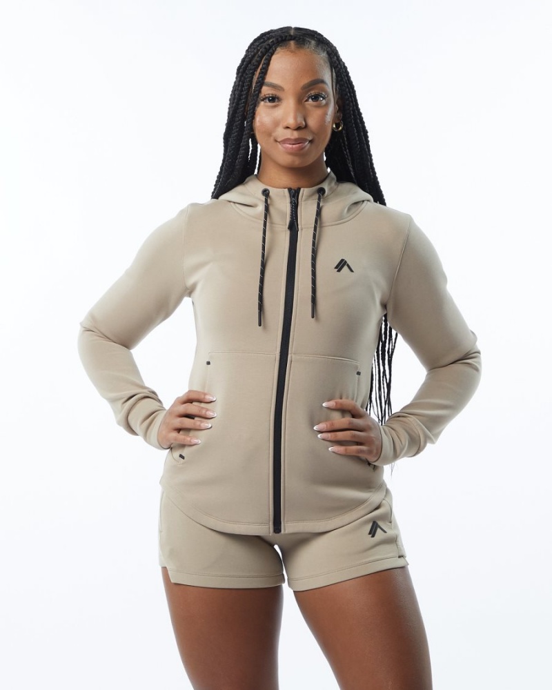 Women\'s Alphalete ELMTS Athletic Jacket Jackets Tan | 4731-ZHFRC