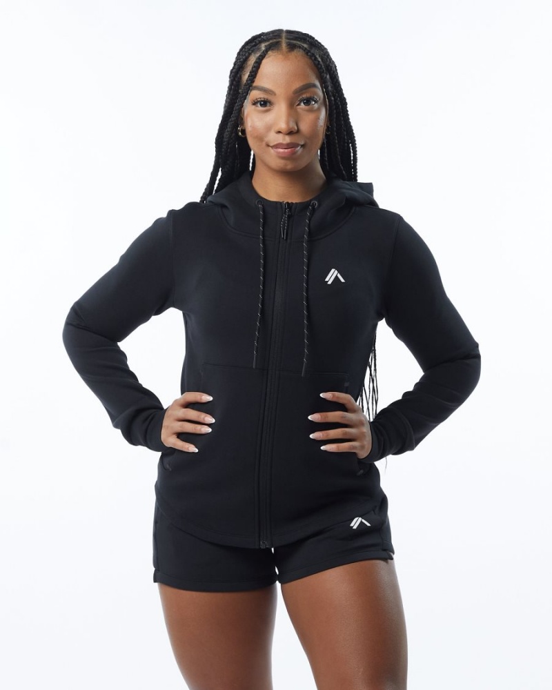 Women's Alphalete ELMTS Athletic Jacket Jackets Black | 5493-ZYHOX