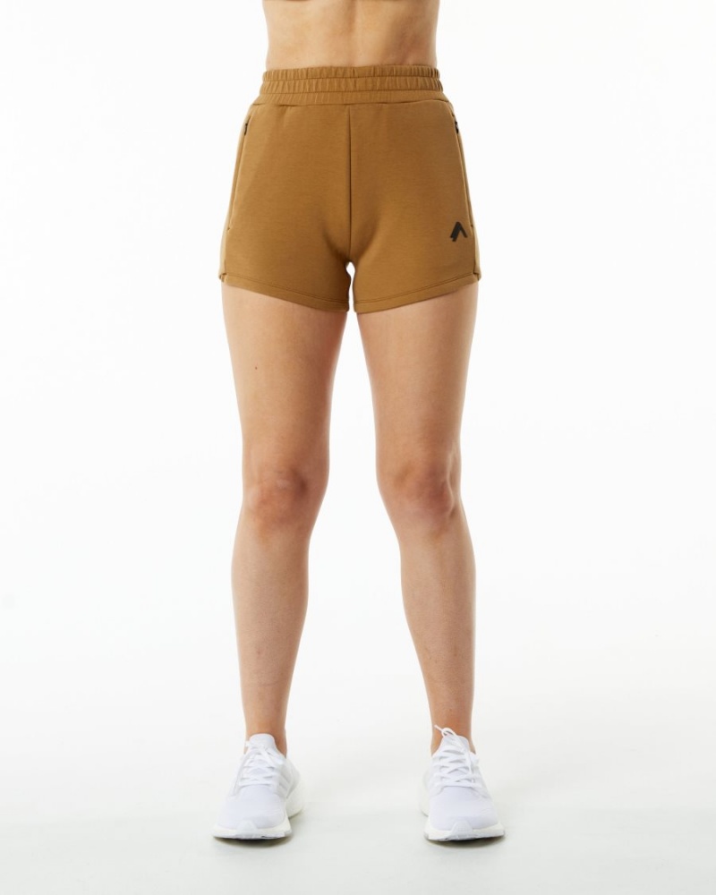 Women's Alphalete ELMTS Athletic Short 3.5" Shorts Almond | 3564-PUZLW