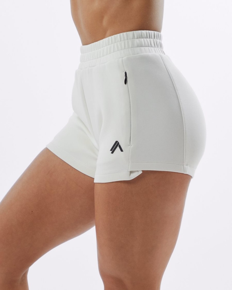 Women's Alphalete ELMTS Athletic Short 3.5" Shorts Cream | 2145-FPAOU