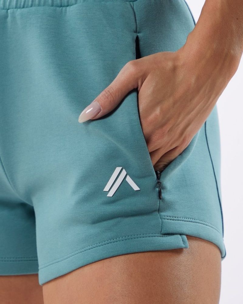 Women's Alphalete ELMTS Athletic Short 3.5" Shorts Teal | 5632-HQWZF